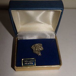 Vtg. Fort Genuine Pewter Dog Lapel Tac Pin